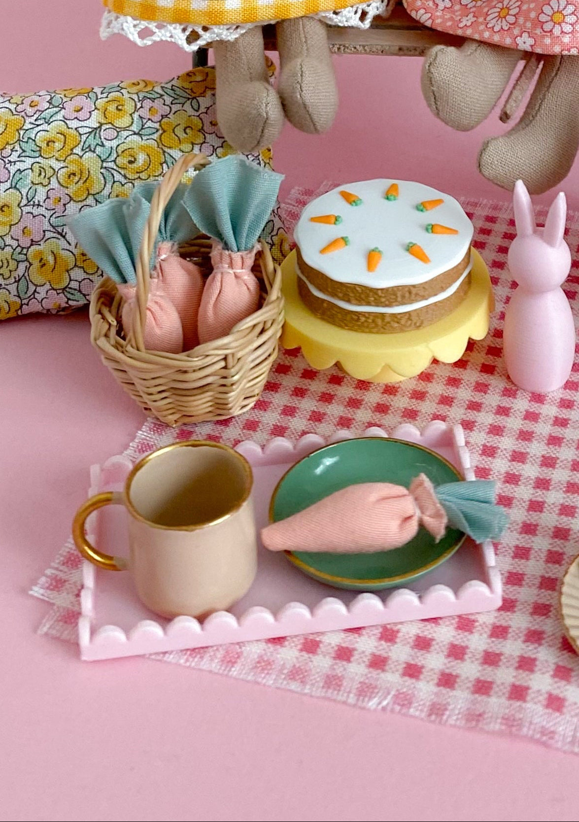 Easter outfit striped shirt with gingham skirt and bunny ears