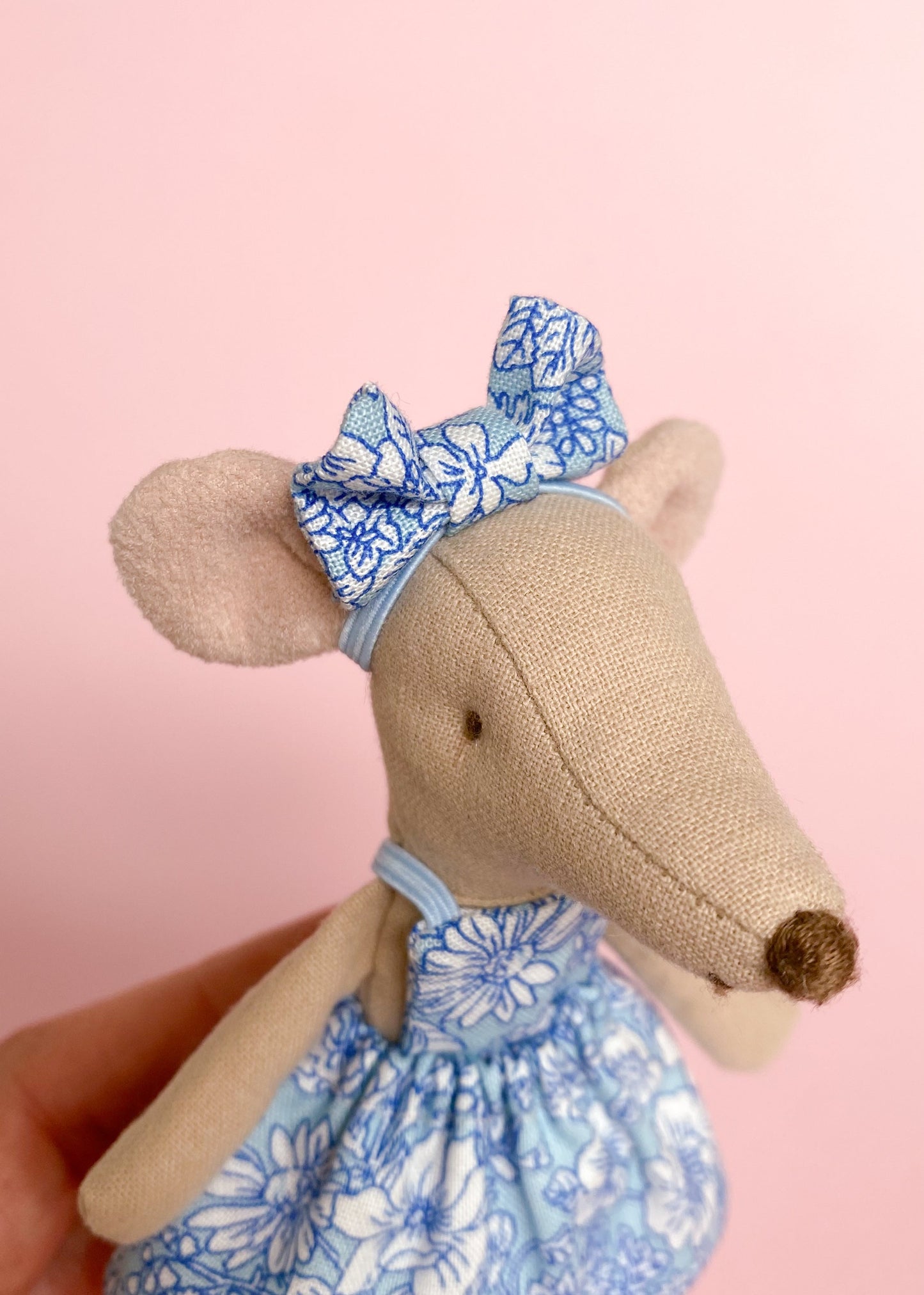 Haarband met strik blauw Liberty Emily Belle voor Maileg muis