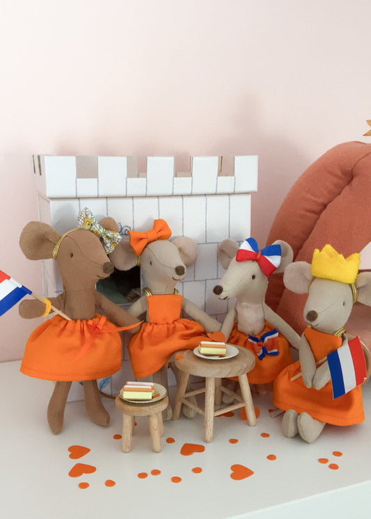 Dutch King's Day headband with orange bow for Maileg mouse