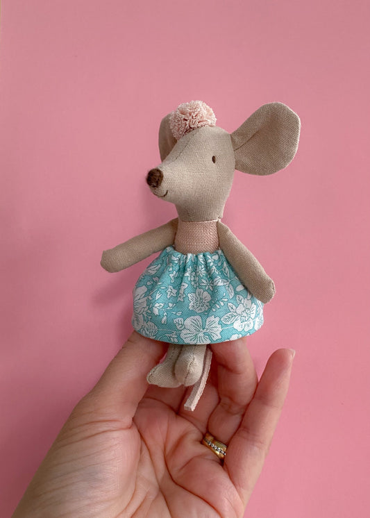 Maileg mouse Liberty Emily Belle aqua blue skirt