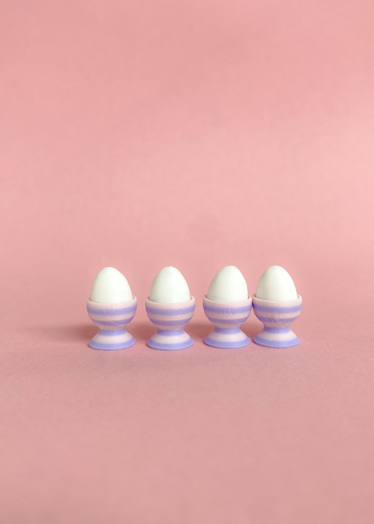 Miniature egg Cups with White Eggs, Set of four