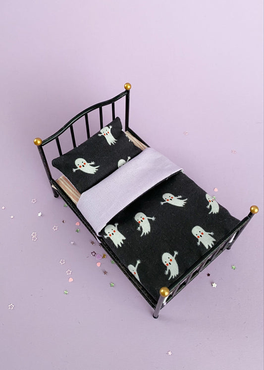 Halloween poppenhuis beddengoed setje met spookjes