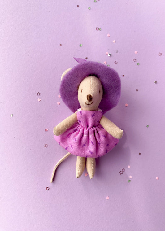 Maileg mouse lila dress with lightning bolts