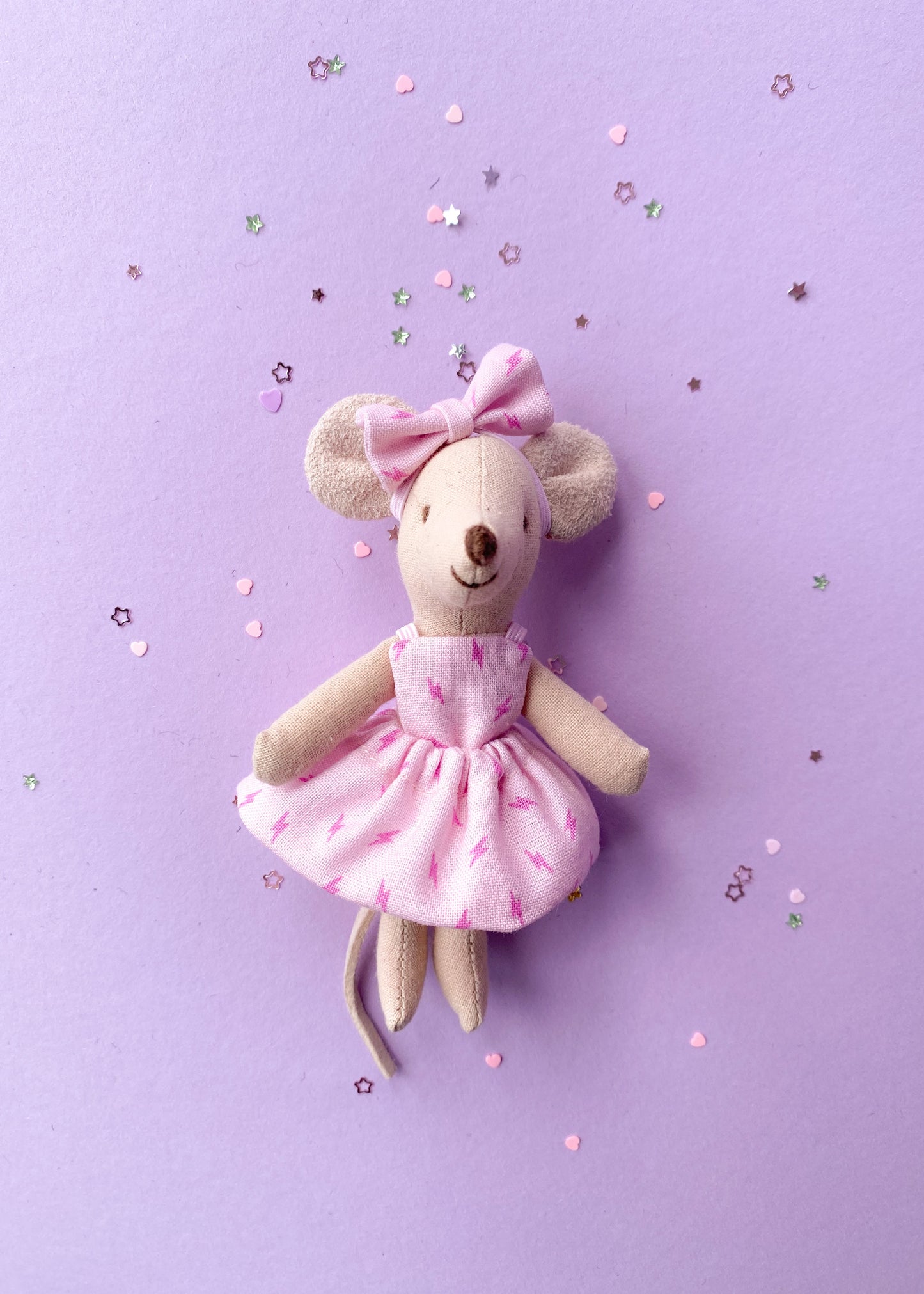 Maileg mouse pink dress with lightning bolts