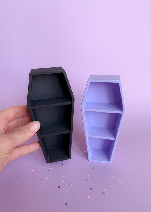 miniatuur halloween kast zwart en lila