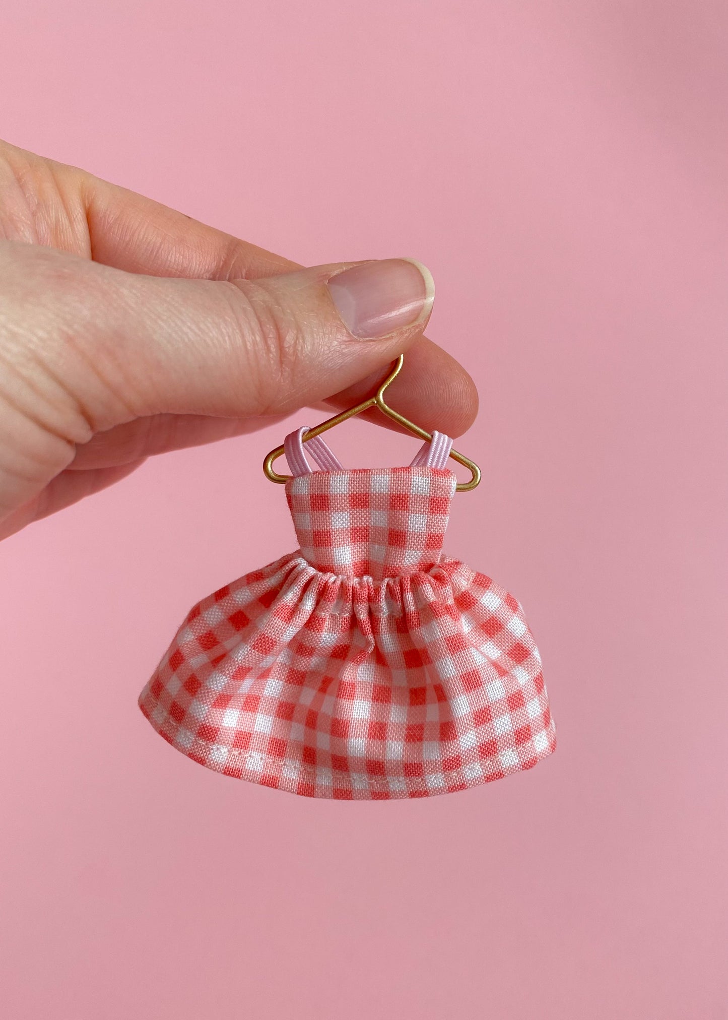 Jurkje roze gingham voor Maileg muis