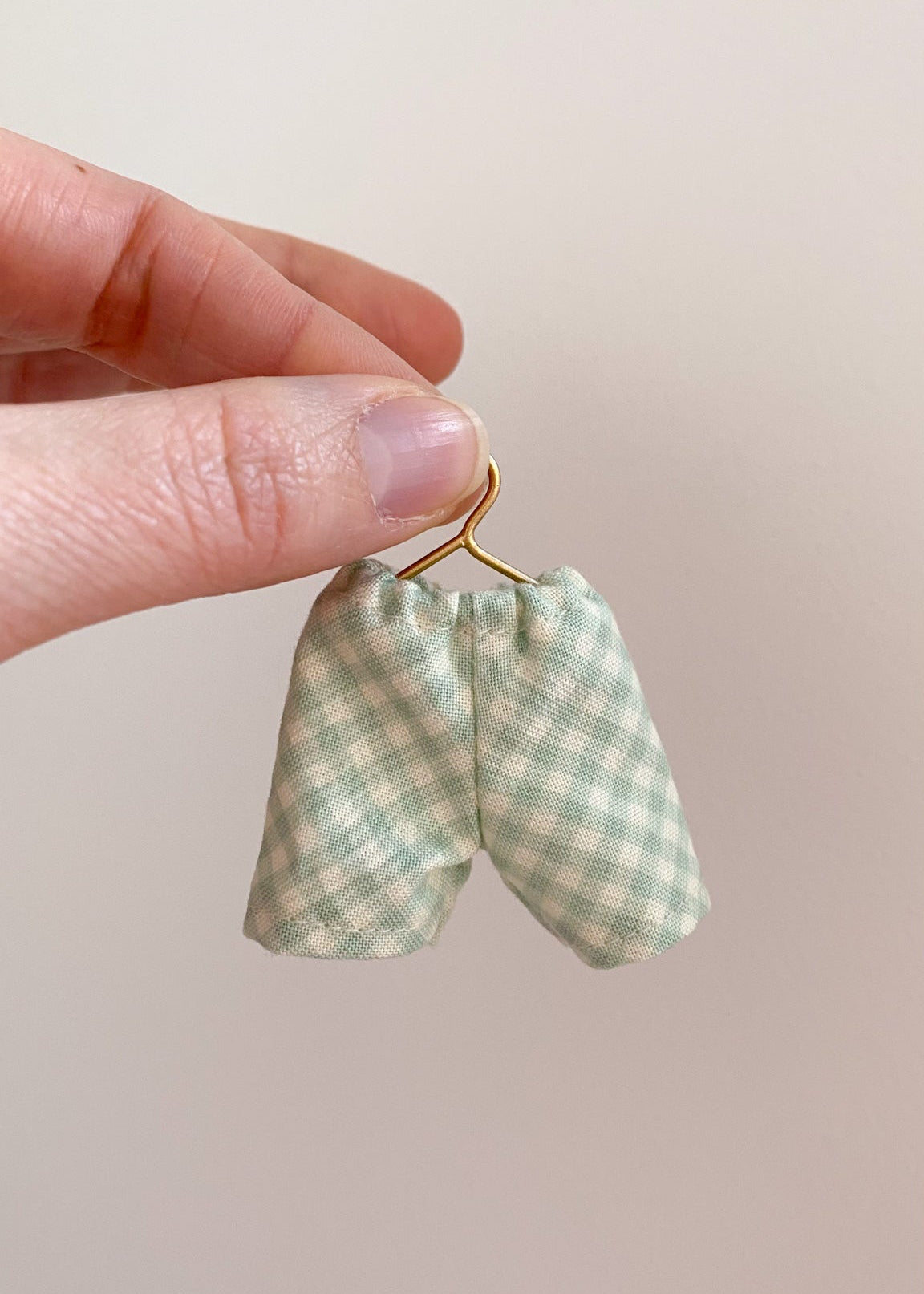 Shorts mint green gingham for Maileg mouse