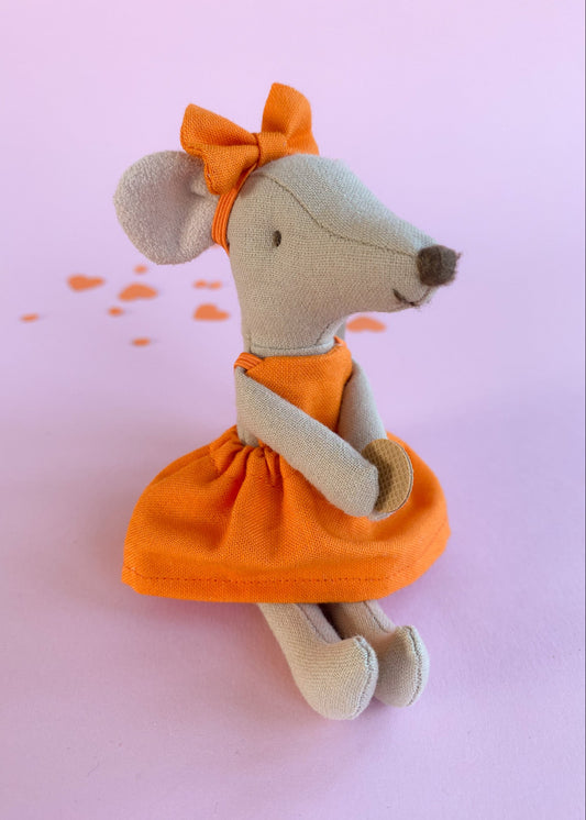 Dutch King's Day headband with orange bow for Maileg mouse