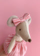 Headband with pink striped bow for mouse