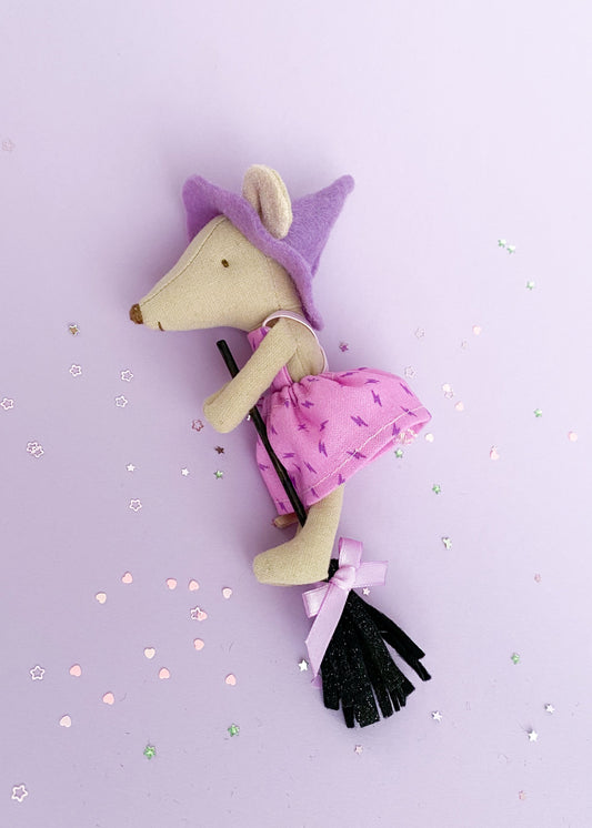 Maileg mouse lila dress with lightning bolts