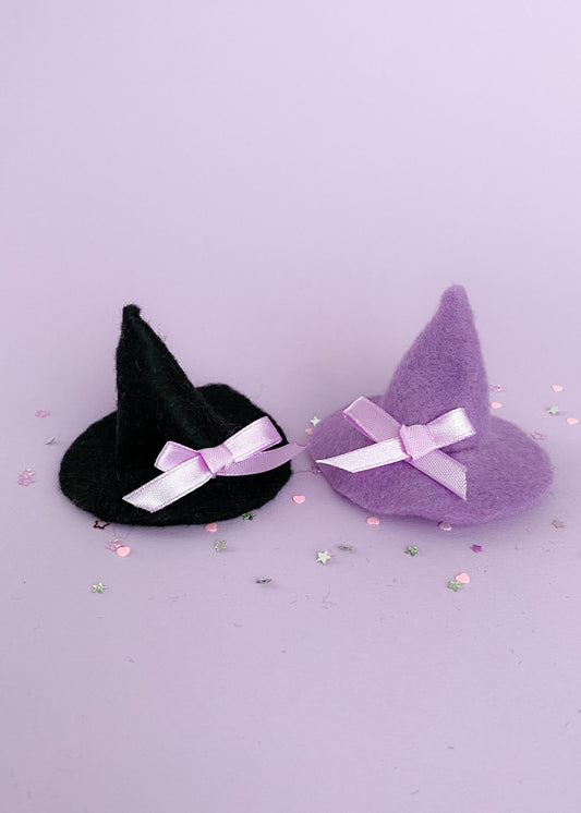 Halloween herksen hoed zwart en lila