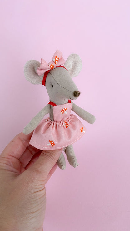 Dress with mushroom print for Maileg mouse