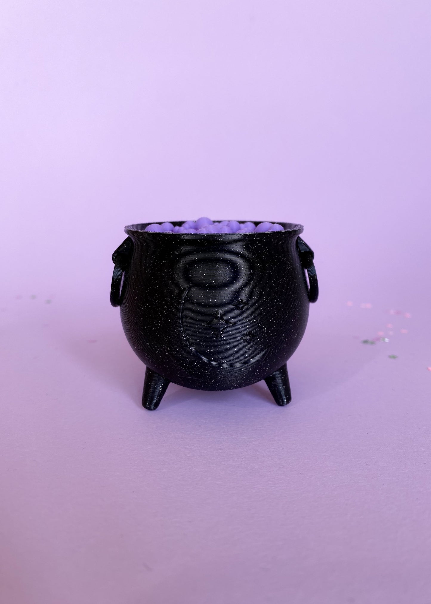 Miniatuur ketel glitter zwart